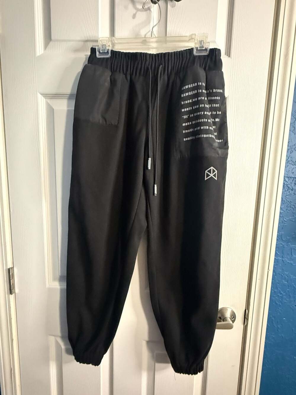 Rawgear Black Quote Joggers with Elastic Cuffs Size M